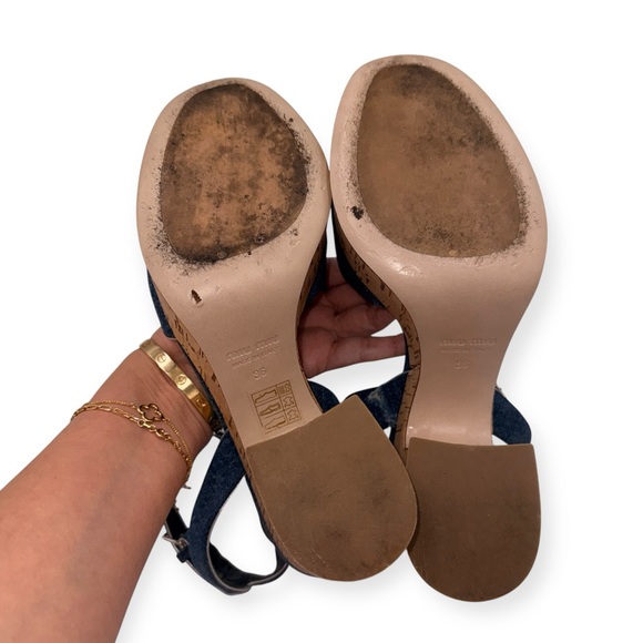 Miu Miu Denim Platform Cork Sandals | Size 36 - Picture 5 of 11